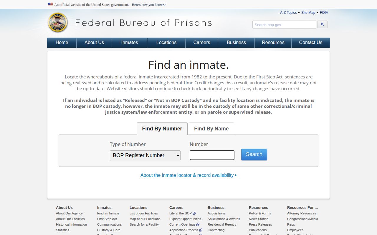 BOP locator for USP Lee federal release records