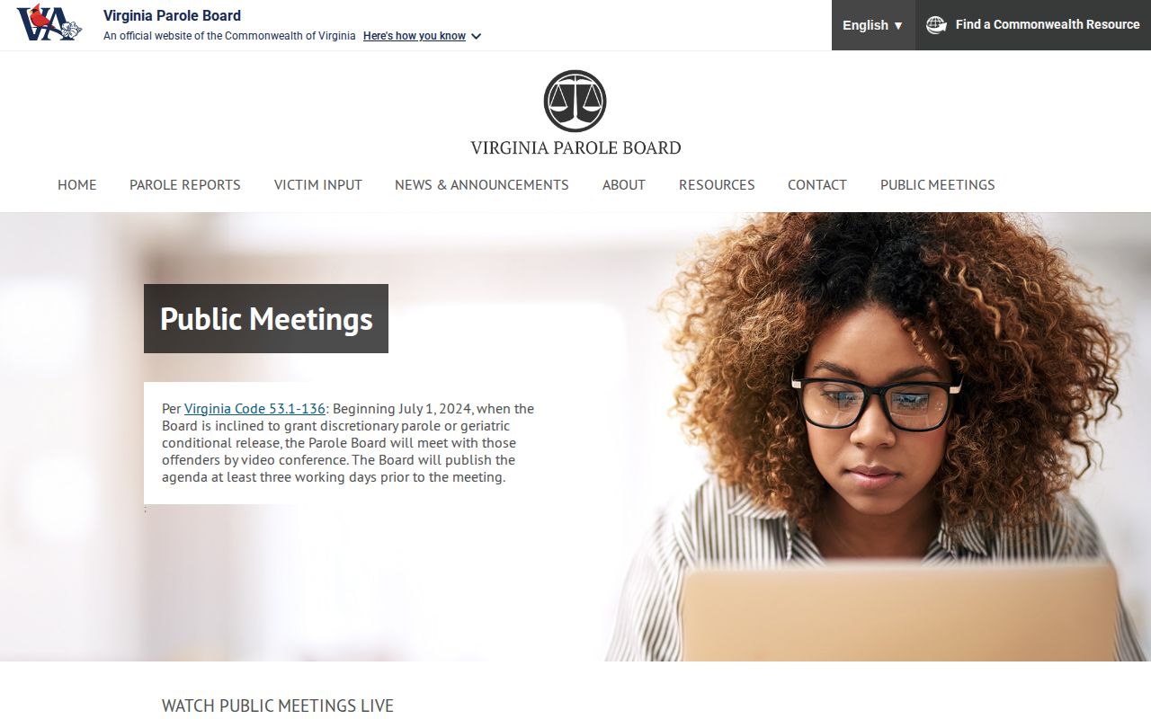 Virginia Parole Board calendar for Lee County parole decisions